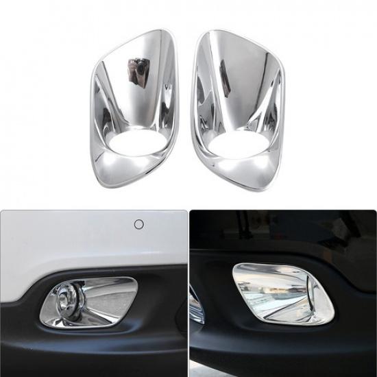 2pcs Chrome Front Fog Lamp Light Cover Trim Bezels For Jeep Cherokee 2014-2018