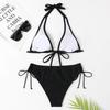 European & American Tie-Up Bikini: Sexy Solid Color Swimwear for Beach Vacations
