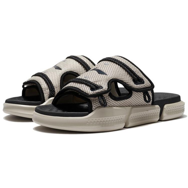 Li Ning Rubber Sole Slide Slippers Men's Oat Gray AGAS013-1