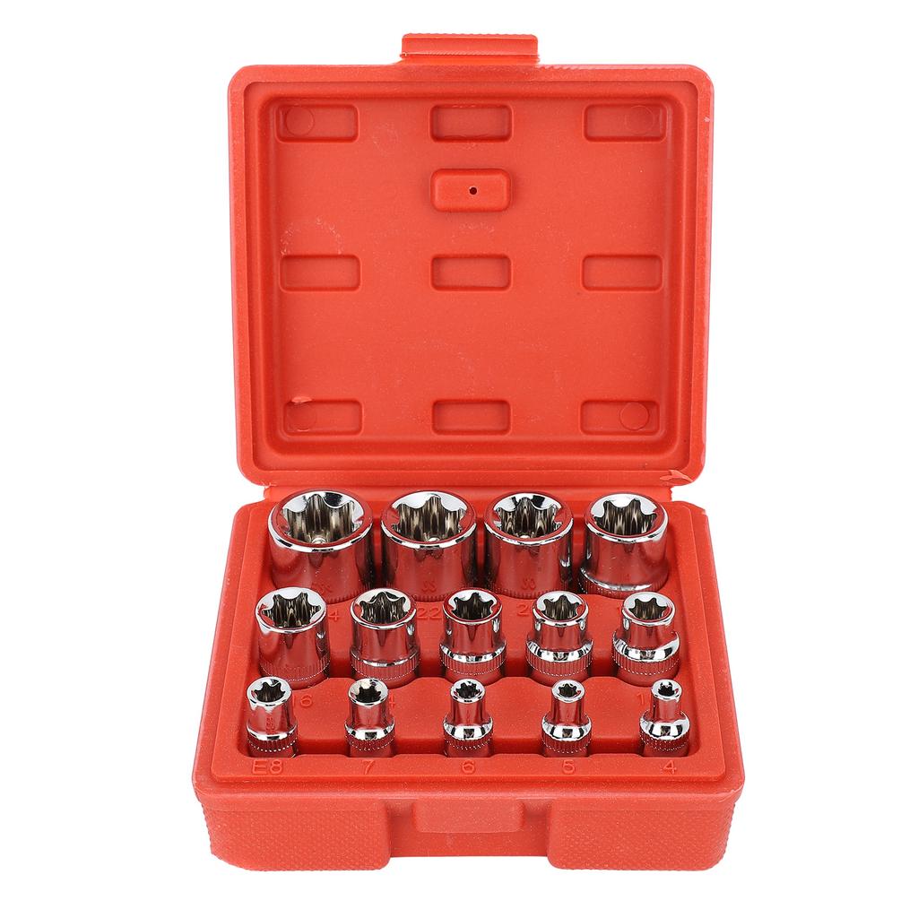 14Pcs E Star Socket Set Chrome Vanadium Steel Portable External Star Socket Set for Repair