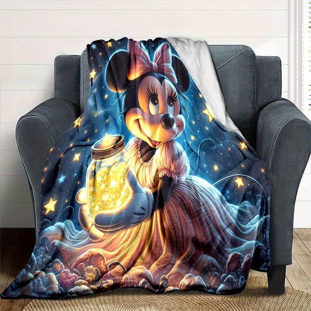 1pc, Magical Starry Night Minnie Mouse Throw Blanket - Soft and Cozy Home Decor for Room or Living Roomz012