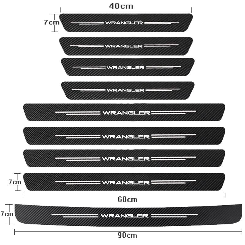 Carbon Fiber Car Door Sill Protector Trunk Bumper Pedal Anti Scratch Waterproof Decal Stickers For Jeep Wrangler JK TJ YJ SJ