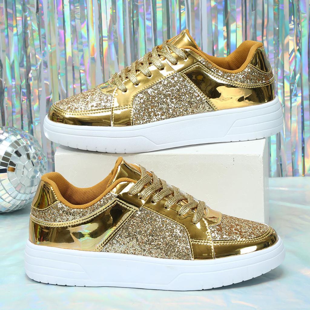 Thick-soled Sequined Board Shoes Heighten Casual Sports Shoes Breathable and Lightweight Outdoor Flat Shoes Couple Tide Shoes