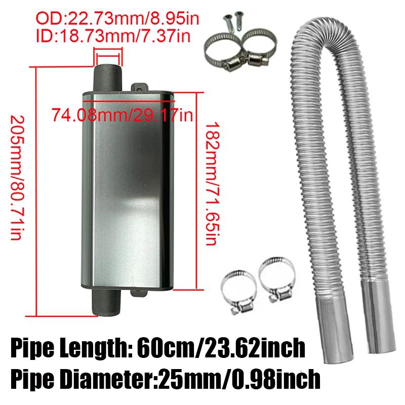 60cm Car Air Diesel Parking Heater Exhaust Pipe Tube Hose 24mm Air Filter Muffler Silencer With Clip Kit For Webasto Eberspacher