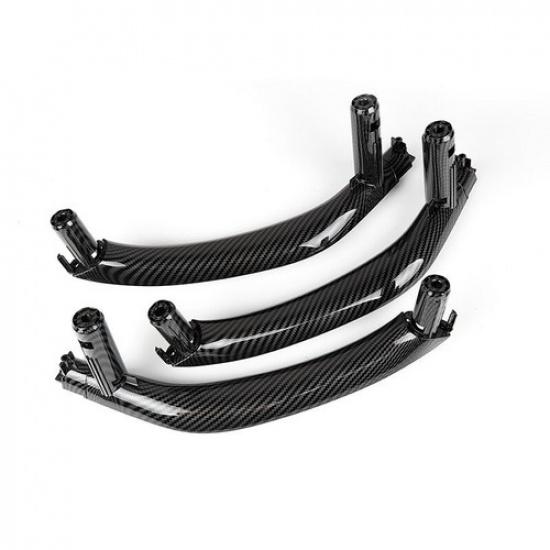 LHD Carbon Fiber Car Interior Door Pull Handle Trim For BMW X5 X6 F15 F16 14-18