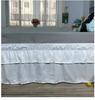 16 Inch White Double Layers Ruffles Queen Bed Skirts Drop With Sturdy Elastic Wrap Around Easy Install Soft Fabric