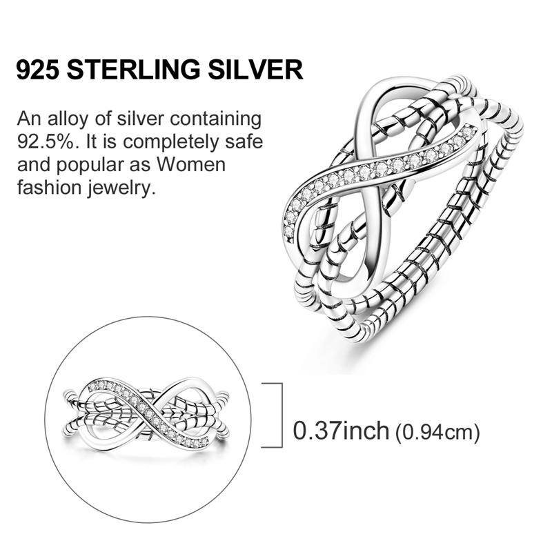 925 Sterling Silver Gold Ring Sparkling Infinite Love  Rings for Women Girl Wedding Jewelry Gifts