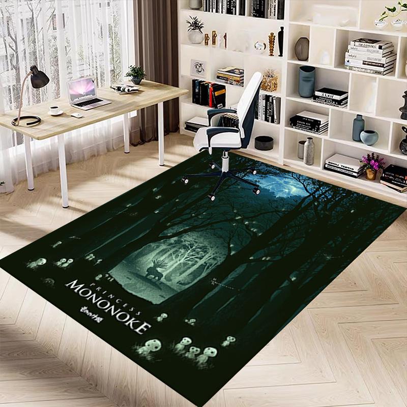 Prinzessin Mononoke Waldteppich für Spielzimmer Schlafzimmer Wohnzimmer Sofa Heimdeko Kinder Spielbereich Teppich Rutschfeste Bodenmatte