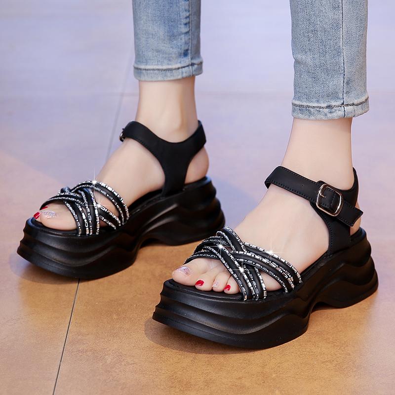 Fashion 2025 Best-selling Platform Women Sandals Summer Shoes Comfortable Low Heel Party Shoes Designer Large Size Footwear