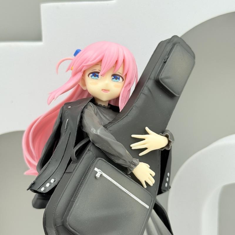 20CM Matériau PVC Bocchi la Rock ! Figure de fille anime pose debout guitare Figurine Anime Fille Anime Jouet tendance Ornement Modèle Bureau & Chambre Cadeau