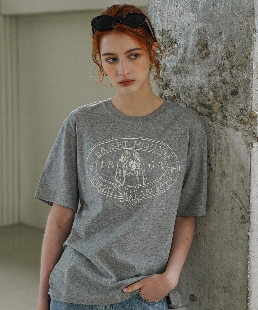 Siyajyu Sitp5064 Basset Hound T-Shirt_ Melange Gray