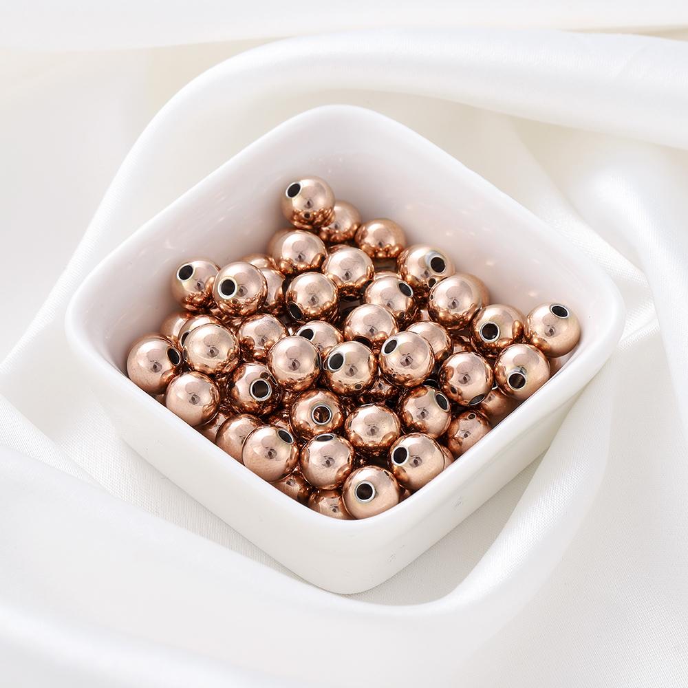 30-100Pcs 3-8 mm Gold Color Stainless Steel Charm Round Loose Spacer Beads For DIY Bracelet Necklace Jewelry Making Accessories