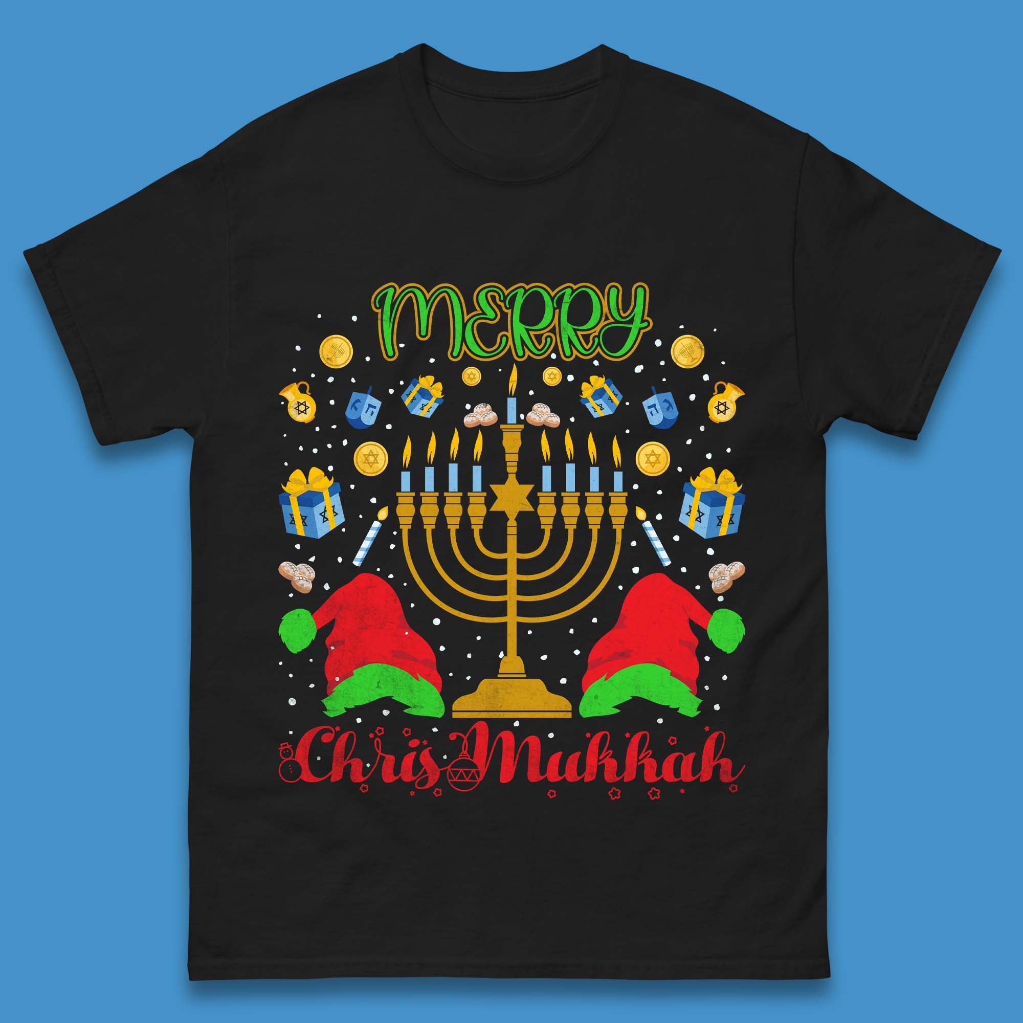 Merry Chrismukkah Mens T-Shirt Womens Tops Tees XL