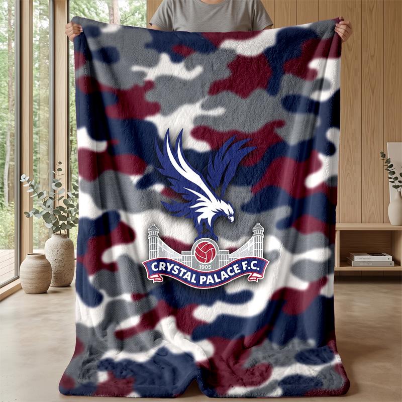 Couverture Flottante en Flanelle Imprimée Football Crystal Palace, Couverture Jetée Douce Chaude Légère pour Canapé Lit Camping