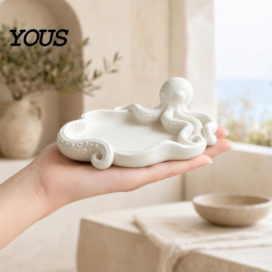 Necklace Storage Dish 3D Printed Octopus Jewelry Tray, Ocean Animal Earrings Ring Multifunctional Home Organizer Decorative Keys Trinkets Holder