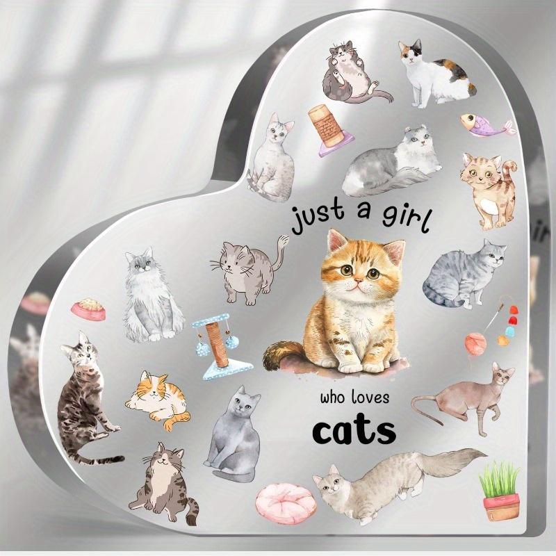 

Cat lover s cat gift, cat lover birthday gift, Just a Girl Who Loves acrylic sign, girl desktop decor; чистый