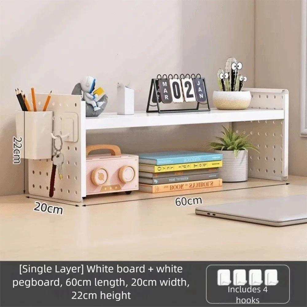 New Simple Design Hole Board Bookcase Easy Assembly Open Top Desktop Bookcase Modern Style Tabletop Display Shelf Home Office