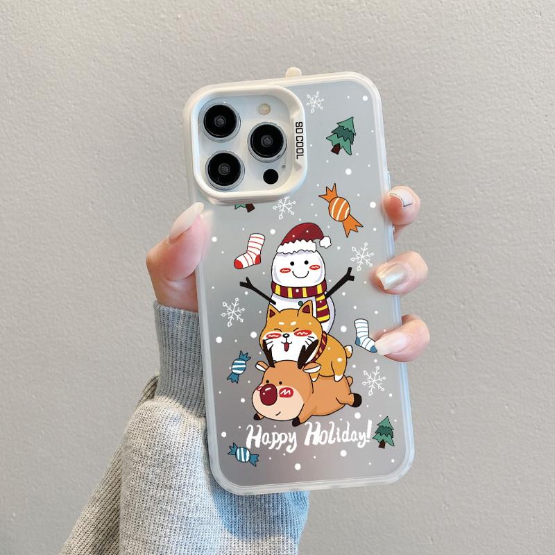 Husă pentru telefon cu laser pentru astronauți de Crăciun pentru iPhone 15 14 Pro Max 13 12 11 Samsung S23 S22 Ultra A54 A53 Copertă din spate cu model de căprior Moș Crăciun antișoc