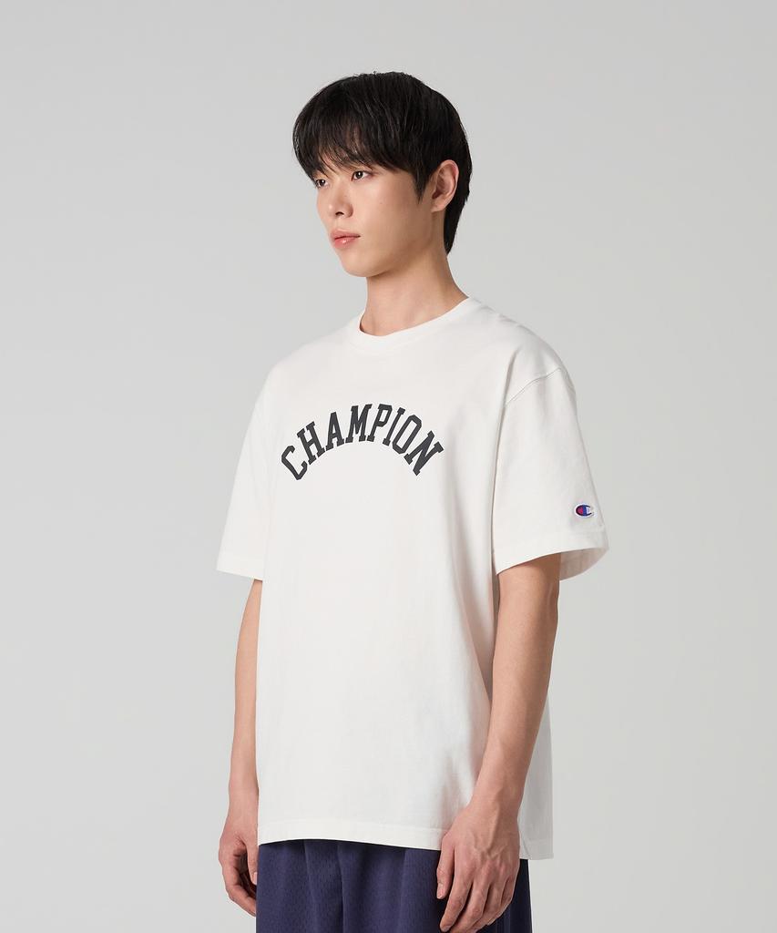 Champion T-shirt con logo ad arco Bianca