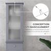 Mobiletto da Bagno con Ripiano a 3 Piani, Cassetto, Ante, Mobile Basso Autoportante Alto Sottile Organizzatore Laterale, Grigio