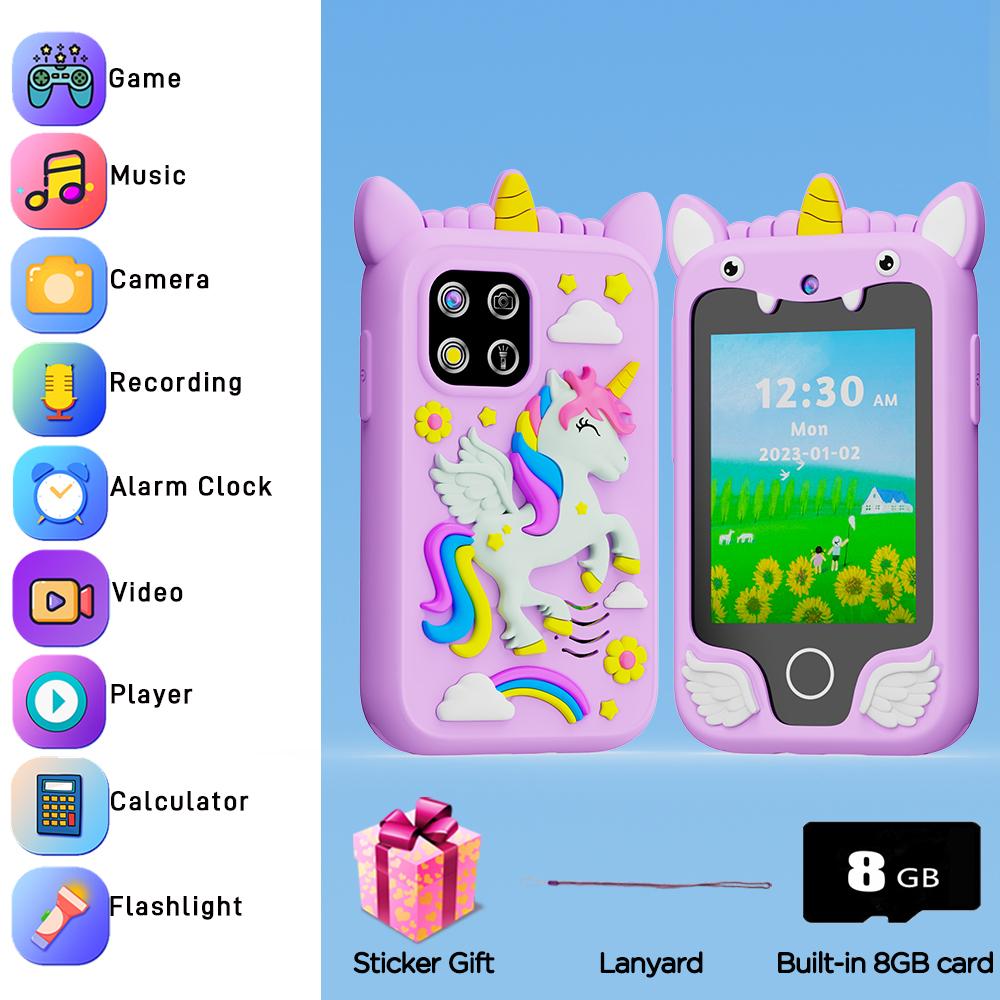 

Children Phone Camera Toys Mp3 Music Player 20 Puzzle Games Tooddler Leaning Toys for Girls Boys Birthday Gifts With 8G фіолетовий