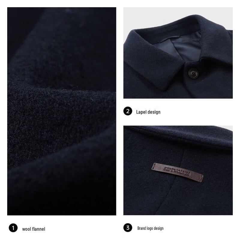SEPTWOLVES Men's Lapel Wool Blend Overcoat
