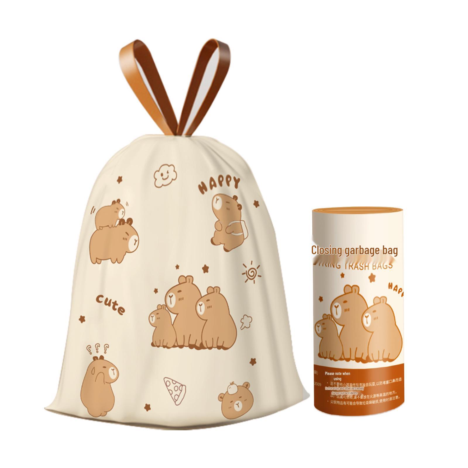 Capybara Print Extra Thick Drawstring Trash Bags - Durable, Small Size, Household Use