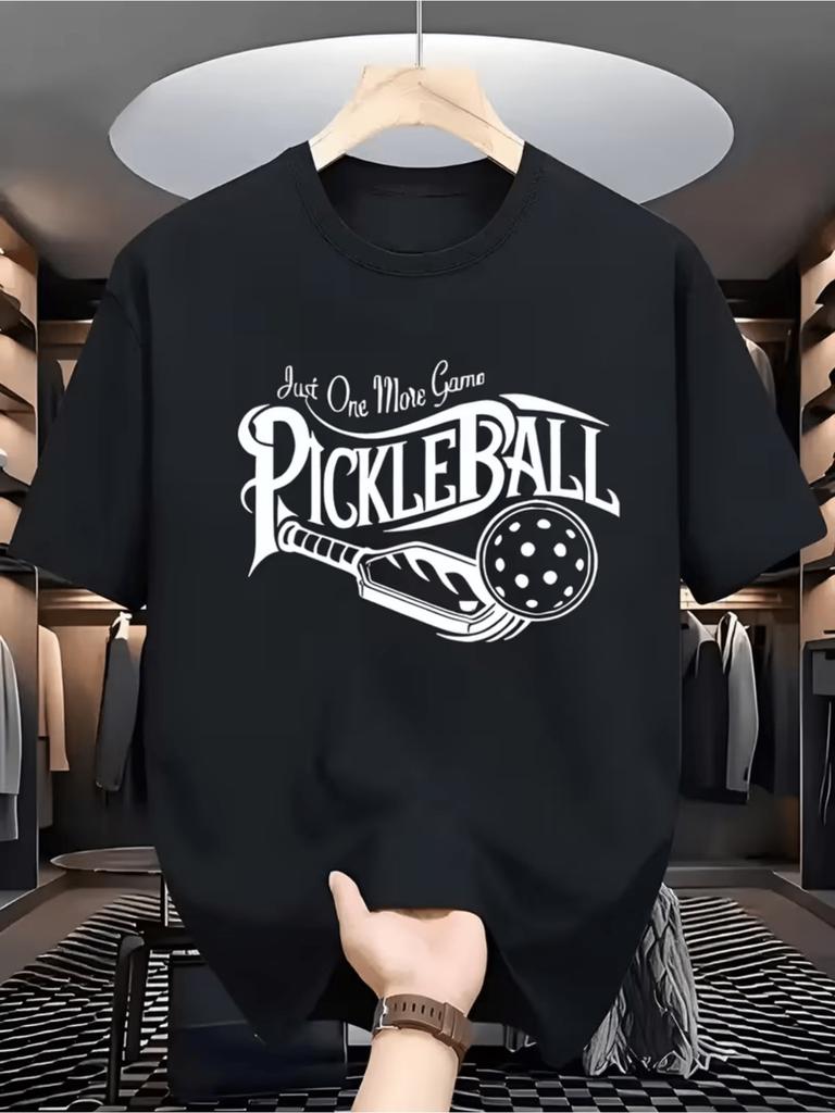 Just One More Game Pickleball T Shirt Unisex Unisex Pickleball Racket Ball Funny Sport Lover Print Short Sleeve Cotton Street Tops