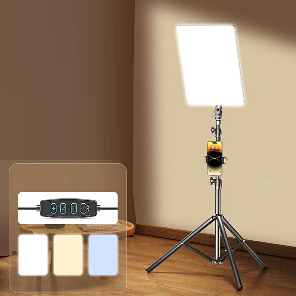 

12 inch LED Video Light 2700-6500K Fill Light with Tripod Stand, Phone Holder 240 LED Panel Light Type A