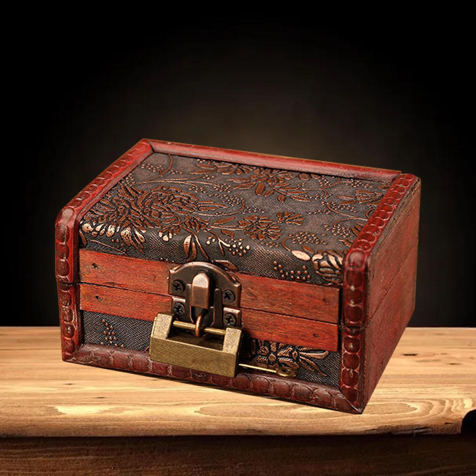 Деревянная шкатулка для украшений Винтажная элегантная шкатулка для хранения ожерелий, браслетов, сокровищ Органайзер Декорация Красный виноград