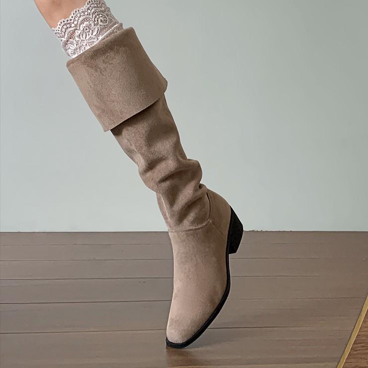 Queen Fan Black Retro Thick Heel Boots Children's Boots 2025 New Autumn Increase and Skinny Knight Boots