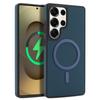 Custodia in Pelle con Texture Fibra di Carbonio Business per Samsung Galaxy S26 S25 S24 S23 Plus S22 Ultra Copertura di Ricarica MagSafe Compatibile