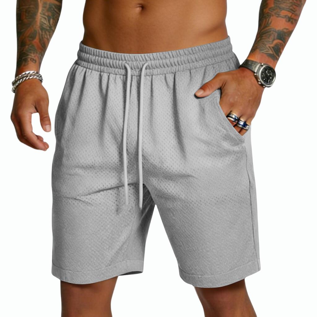 Men's Mesh Athletic Shorts with Elastic Waistband and Drawstring Adjustable Fit Breathable Sportswear for Training Running Gym