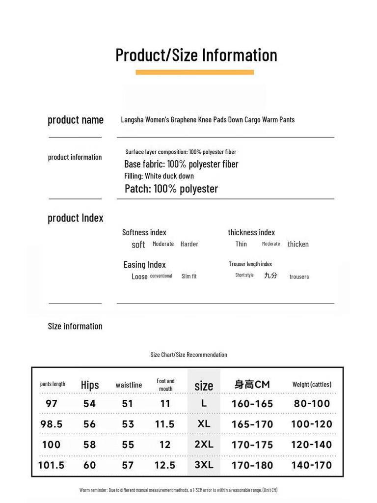 Langsha Women's Ski Down Pants