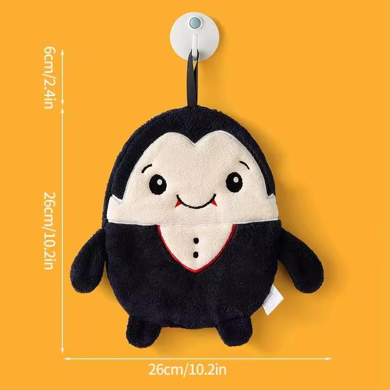 Halloween Hand Towels Embroidered Hanging Ghost Hand Towels Super Absorbent Dish Towel Wipe Cloth Kitchen Bathroom Accessories