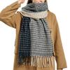 Winter Color Blocked Scarf women's Imitation Cashmere Fashion Versatile Shawl Warm Thicken Lengthened Tassel Scarf 4w975