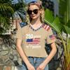 Haut T-shirt Pull Col en V Manches Courtes pour Femme avec Impression Drapeau Coupe Ample Décontracté Confortable Design Léger pour un Usage Quotidien