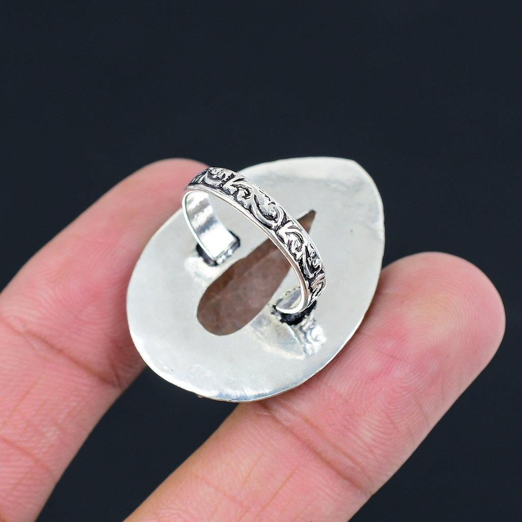 Natural Strawberry Quartz Gemstone 925 Silver Promise Ring Size 7 For Women