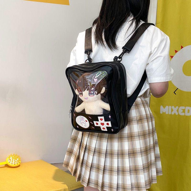Cute Clear Ita Bag Lolita Backpack Kawaii Girl DIY Display Transparent Pocket Doll Tote Shoulder Handbag