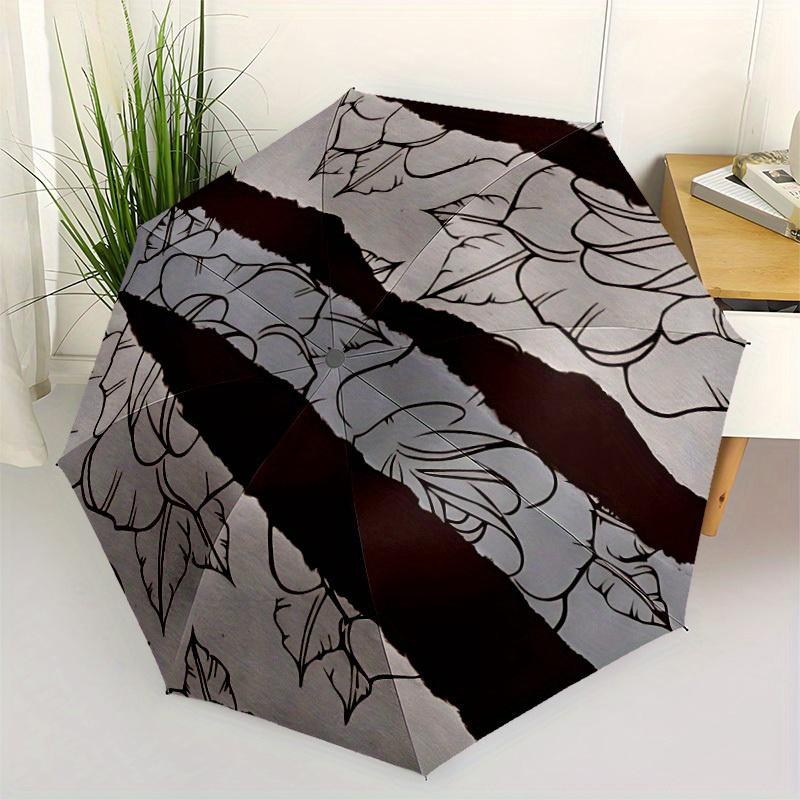 1pc Floral Pattern Automatic Open/Close Umbrella with Windproof, Functional Design, 8-Rib Sturdy Canopy