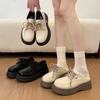 2026 Neue Frühling Damen klobige Loafer Schuhe schlichte runde Zehen Schnürschuhe Damen Britischer Stil Kleid Leder einzelne Schuhe