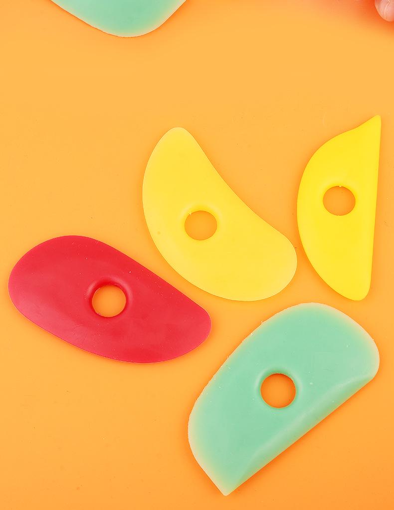 4-Piece Multifunctional Silicone Pottery Scraper Set for Trimming, Shaping, and Surface Flattening.