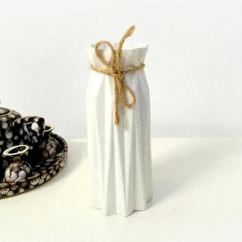 New Plastic Vase Imitation Ceramic Flower Pot Flower Basket Flower Vase Home Decoration Household Supplies Flower Not Included