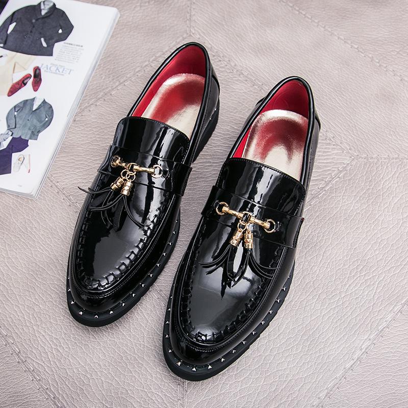 Men's Trendy Business Formal Leather Shoes - Large, Versatile, Breathable Pointed Toe with Bright Finish, Ideal for Weddings.