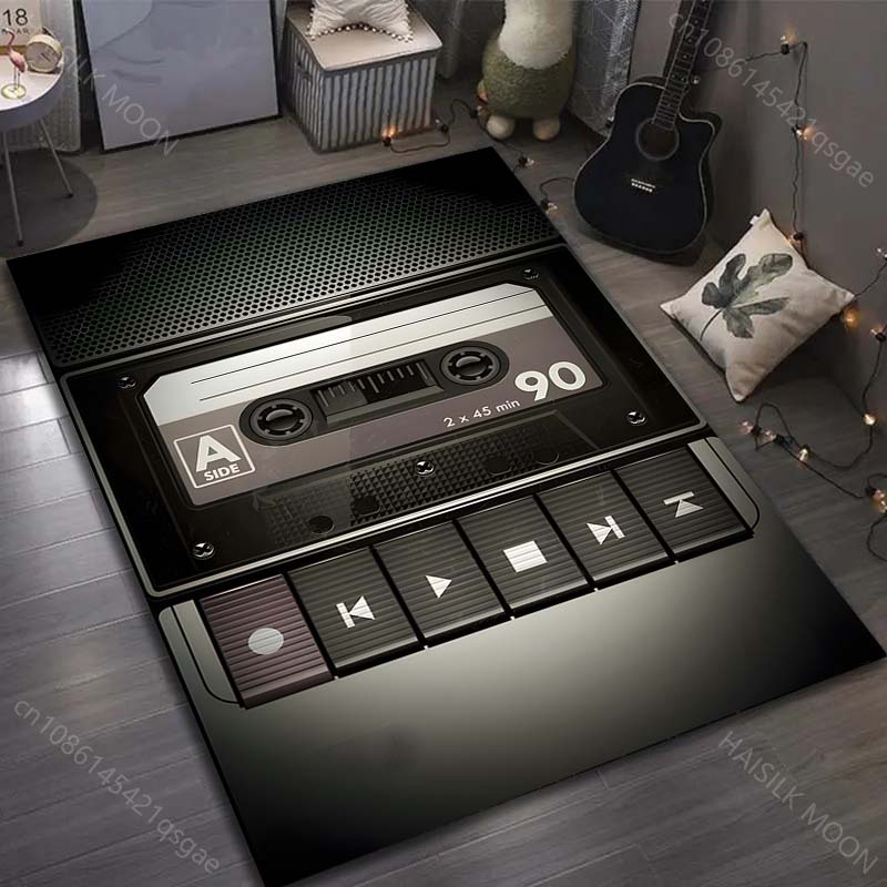 1PC Cassette player Print Carpet for Bedroom Living Room Bedside Sofa Floor Mat Modern Home Decor Area Rug Machine Wash