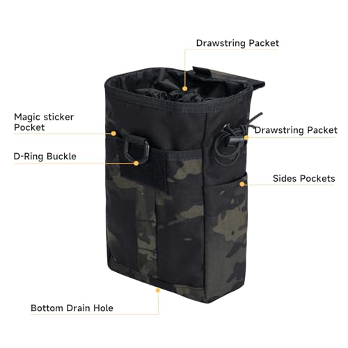 EXCELLENT ELITE SPANKER Dump Pouch, Nylon Garbage Bag/Magazine Holder, Military Pouch, Foldable Waist Bag, MOLLE Compatible, Large Capacity, Convenien