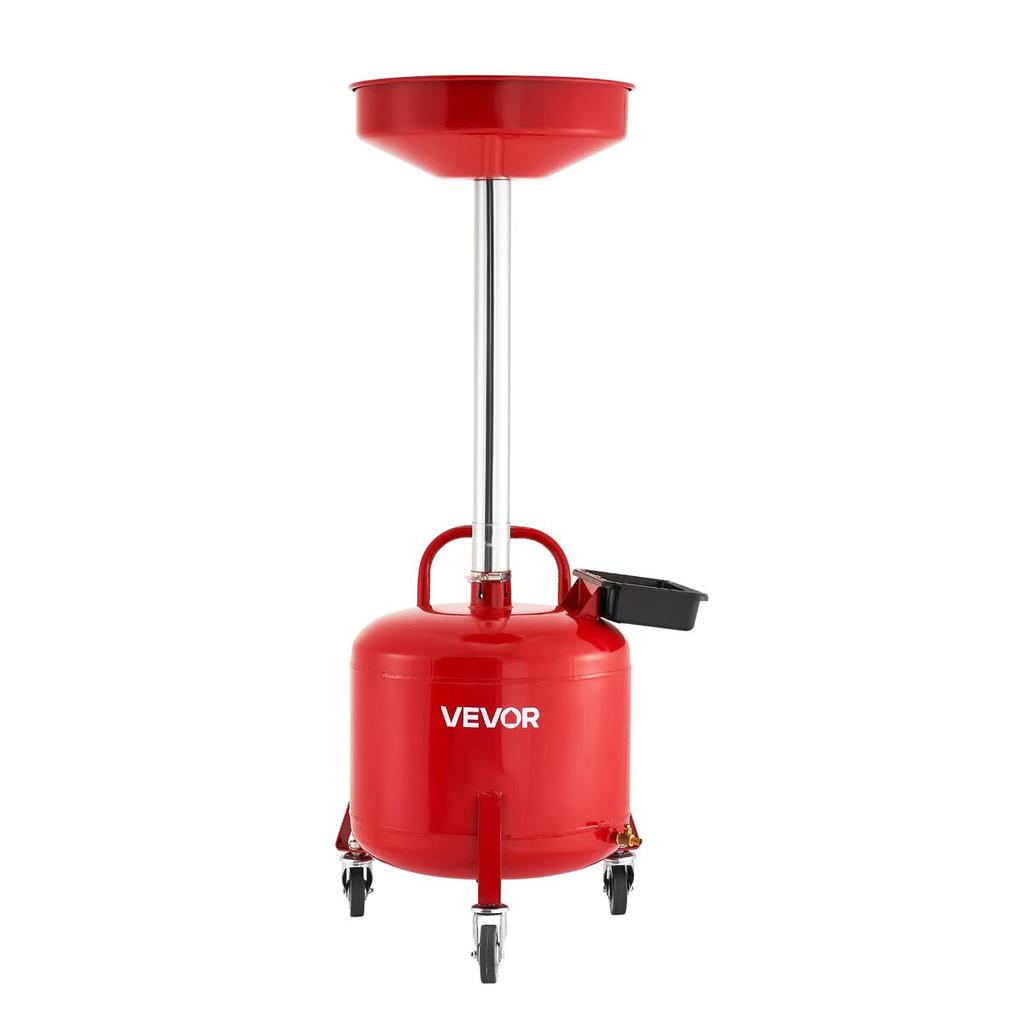 30L Waste Oil Drain Tank, Industrial Fluid Drain Tank with Adjustable Funnel Height, Portable Oil Drainer with Wheels & Toolbox, Fluid Fuel Transfer