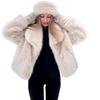 Winter leopard print fur jacket imitation mink hair large lapel women's top fluff loose short