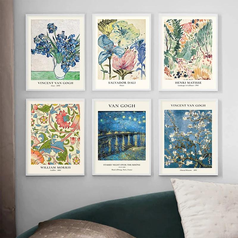 Van Gogh Sternenvasen Serie Poster Wandkunst Matisse Vintage Blume Leinwandgemälde Blumenmarkt Kunst Wohnzimmer Heimdekorativ