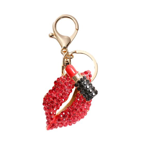 

Rhinestone Lip Keychain Pendant Diamond Lip & Lipstick Bag Charm Sparkling Lip Pendant for Women Girls красный